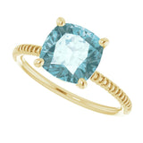14K Gold Cushion Natural Sky Blue Topaz Solitaire Ring - Yellow Gold - view 5