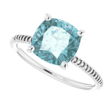 14K Gold Cushion Natural Sky Blue Topaz Solitaire Ring - White Gold - view 5