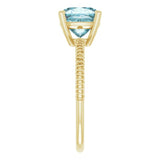 14K Gold Cushion Natural Sky Blue Topaz Solitaire Ring - Yellow Gold - view 4