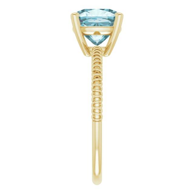 14K Gold Cushion Natural Sky Blue Topaz Solitaire Ring - Yellow Gold - view 4