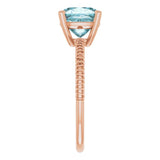 14K Gold Cushion Natural Sky Blue Topaz Solitaire Ring - Rose Gold - view 4