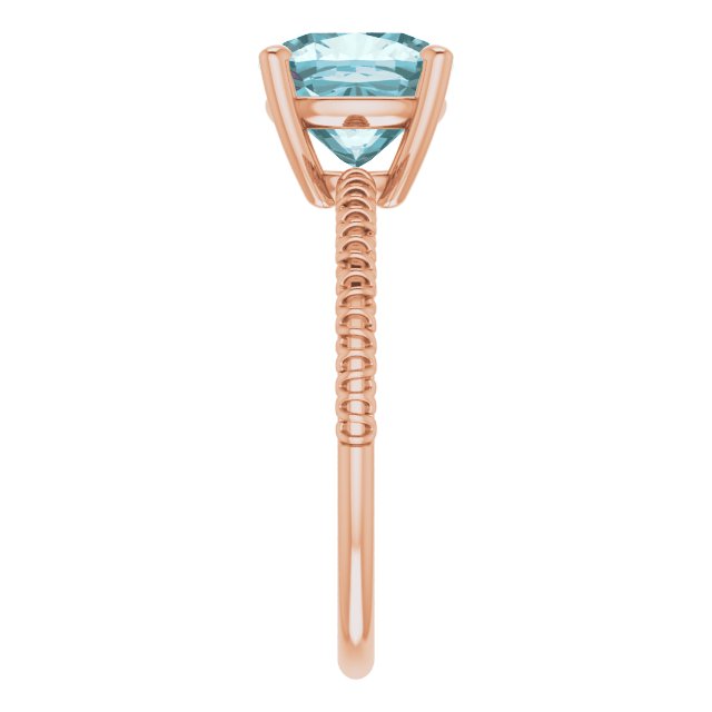 14K Gold Cushion Natural Sky Blue Topaz Solitaire Ring - Rose Gold - view 4