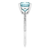 14K Gold Cushion Natural Sky Blue Topaz Solitaire Ring - White Gold - view 4
