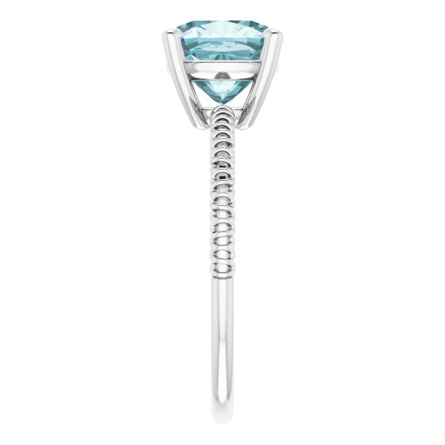 14K Gold Cushion Natural Sky Blue Topaz Solitaire Ring - White Gold - view 4