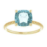 14K Gold Cushion Natural Sky Blue Topaz Solitaire Ring - Yellow Gold - view 3