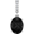 14K Gold Oval Natural Black Onyx & Natural Diamond Accented Necklace or Pendant - White Gold