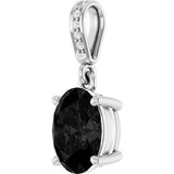 14K Gold Oval Natural Black Onyx & Natural Diamond Accented Necklace or Pendant - White Gold - view 2