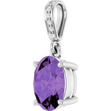 14K Gold Oval Natural Amethyst & Natural Diamond Accented Necklace or Pendant - White Gold - view 2