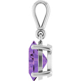 14K Gold Oval Natural Amethyst & Natural Diamond Accented Necklace or Pendant - White Gold - view 3