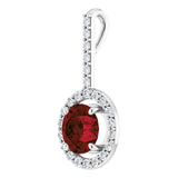 14K Gold Round Natural Mozambique Garnet Accented Halo-Style Pendant - view 5