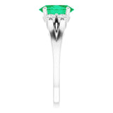 14K Gold Oval Lab-Grown Emerald & Natural Diamond Accented Ring - view 4
