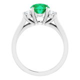 14K Gold Oval Lab-Grown Emerald & Natural Diamond Accented Ring - view 2