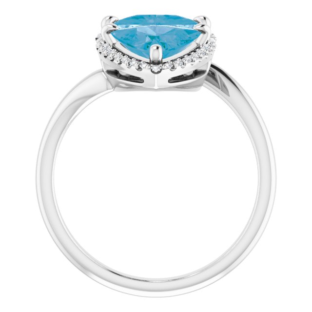 14K Gold Trillion Natural Swiss Blue Topaz & Natural Diamond Two-Stone Halo-Style Ring - White Gold - view 2