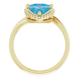 14K Gold Trillion Natural Swiss Blue Topaz & Natural Diamond Two-Stone Halo-Style Ring - Yellow Gold - view 2