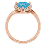 14K Gold Trillion Natural Swiss Blue Topaz & Natural Diamond Two-Stone Halo-Style Ring - Rose Gold - view 2