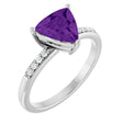 14K Gold Trillion Natural Amethyst & Natural Diamond Accented Ring - White Gold