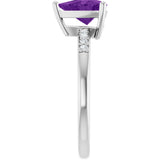 Platinum Trillion Natural Amethyst & Natural Diamond Accented Ring - view 4