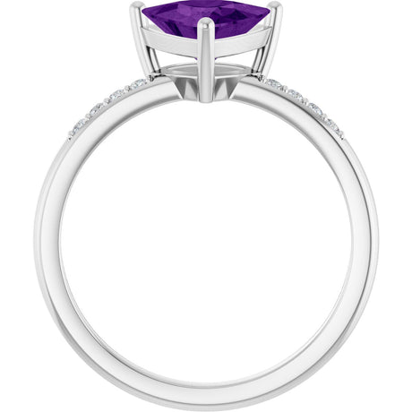 Platinum Trillion Natural Amethyst & Natural Diamond Accented Ring - view 2
