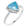 Platinum Trillion Natural Swiss Blue Topaz & Natural Diamond Halo-Style Ring