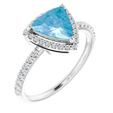 Platinum Trillion Natural Swiss Blue Topaz & Natural Diamond Halo-Style Ring