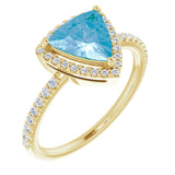 14K Gold Trillion Natural Swiss Blue Topaz & Natural Diamond Halo-Style Ring - Yellow Gold