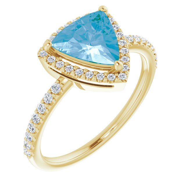 14K Gold Trillion Natural Swiss Blue Topaz & Natural Diamond Halo-Style Ring - Yellow Gold