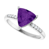 14K Gold Trillion Natural Amethyst & Natural Diamond Accented Ring - White Gold - view 5