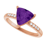 14K Gold Trillion Natural Amethyst & Natural Diamond Accented Ring - Rose Gold - view 5