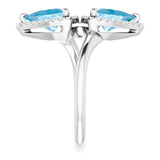 14K Gold Trillion Natural Swiss Blue Topaz & Natural Diamond Two-Stone Halo-Style Ring - White Gold - view 4