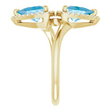 14K Gold Trillion Natural Swiss Blue Topaz & Natural Diamond Two-Stone Halo-Style Ring - Yellow Gold - view 4