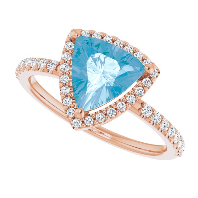 14K Gold Trillion Natural Swiss Blue Topaz & Natural Diamond Halo-Style Ring - Rose Gold - view 5