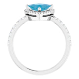 14K Gold Trillion Natural Swiss Blue Topaz & Natural Diamond Halo-Style Ring - White Gold - view 2