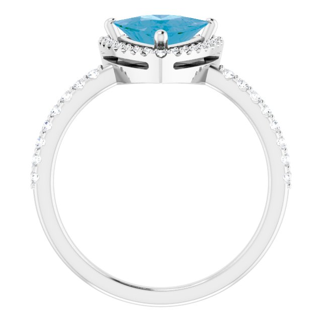 14K Gold Trillion Natural Swiss Blue Topaz & Natural Diamond Halo-Style Ring - White Gold - view 2