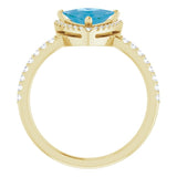 14K Gold Trillion Natural Swiss Blue Topaz & Natural Diamond Halo-Style Ring - Yellow Gold - view 2