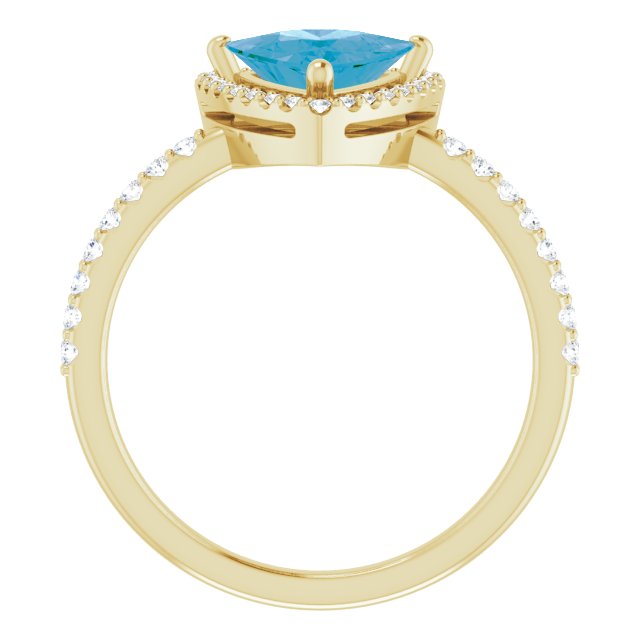 14K Gold Trillion Natural Swiss Blue Topaz & Natural Diamond Halo-Style Ring - Yellow Gold - view 2