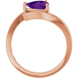 14K Gold Trillion Natural Amethyst Solitaire Bypass Ring - Rose Gold - view 2
