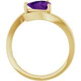 14K Gold Trillion Natural Amethyst Solitaire Bypass Ring - Yellow Gold - view 2
