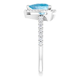 Platinum Trillion Natural Swiss Blue Topaz & Natural Diamond Halo-Style Ring - view 4