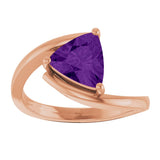 14K Gold Trillion Natural Amethyst Solitaire Bypass Ring - Rose Gold - view 3