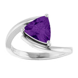 14K Gold Trillion Natural Amethyst Solitaire Bypass Ring - White Gold - view 3