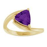14K Gold Trillion Natural Amethyst Solitaire Bypass Ring - Yellow Gold - view 3