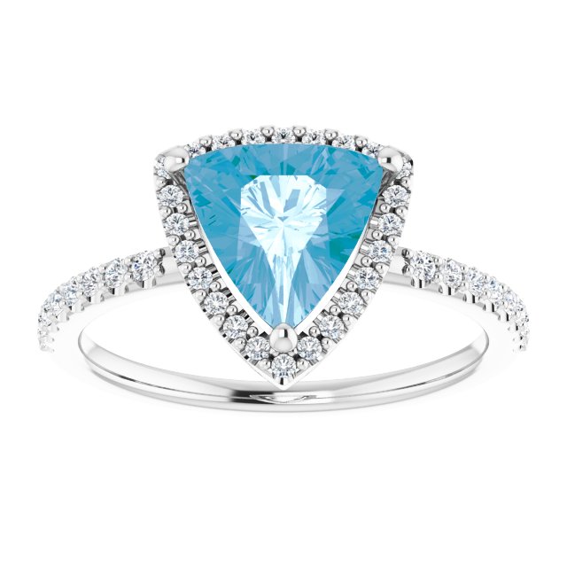 14K Gold Trillion Natural Swiss Blue Topaz & Natural Diamond Halo-Style Ring - White Gold - view 3