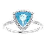 Platinum Trillion Natural Swiss Blue Topaz & Natural Diamond Halo-Style Ring - view 3