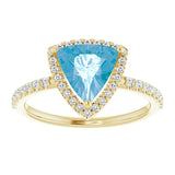 14K Gold Trillion Natural Swiss Blue Topaz & Natural Diamond Halo-Style Ring - Yellow Gold - view 3