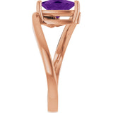 14K Gold Trillion Natural Amethyst Solitaire Bypass Ring - Rose Gold - view 4