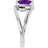 14K Gold Trillion Natural Amethyst Solitaire Bypass Ring - White Gold - view 4