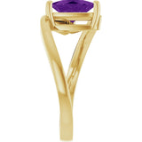 14K Gold Trillion Natural Amethyst Solitaire Bypass Ring - Yellow Gold - view 4