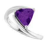 14K Gold Trillion Natural Amethyst Solitaire Bypass Ring - White Gold - view 5