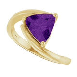 14K Gold Trillion Natural Amethyst Solitaire Bypass Ring - Yellow Gold - view 5