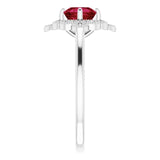 Platinum Cushion Lab-Grown Ruby & Natural Diamond Halo-Style Ring – 6x6mm - view 4